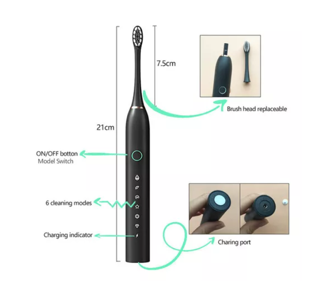 Cepillo Dental Eléctrico, Sónico, Recargable
